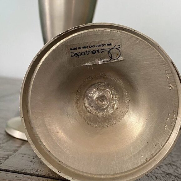 Department 56 Art Deco Silver Tone Candle Stick Holders - Set of 2 - Picture 3 of 4